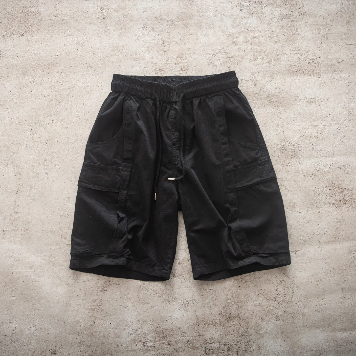 

2026 Summer New American Retro Elastic Waist Cargo Shorts Men's 100% Cotton Fashion Loose Multi-pocket Casual 5-point Pants