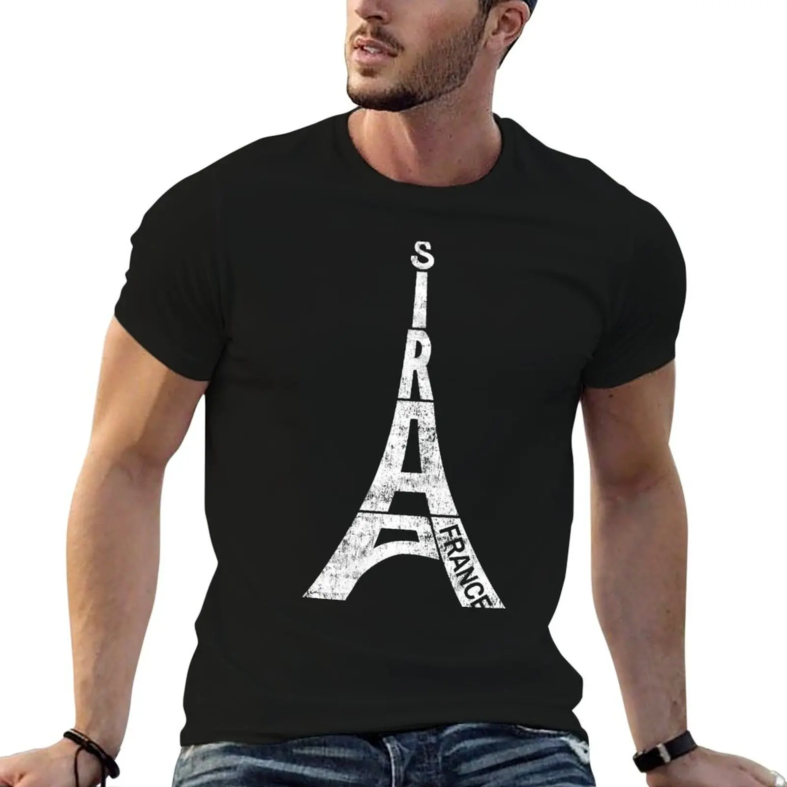 Paris Souvenir Funny Eiffel Tower France Typography T-Shirt Stylish Graphic Short Sleeve Top