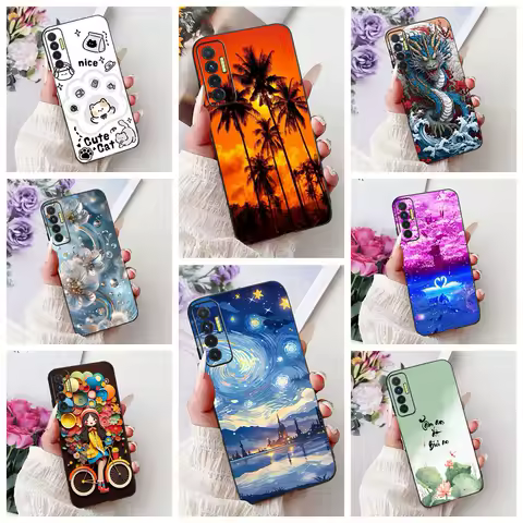 For Tecno Camon 17P Case Silicone Cute Luxury Fashion Flowers Funny Painted Cover For Techno Camon 17P CG7 CG7n Phone Case Funda