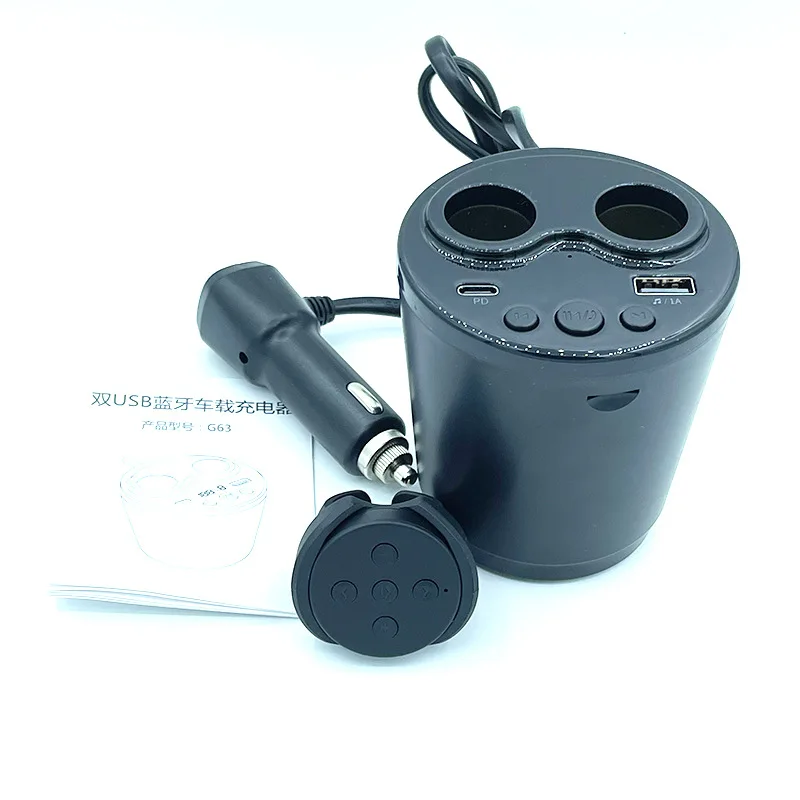 

G63 Car MP3 Player FM Transmitter with Remote Control PD Type C USB Car Charger Handsfree Car Kit Wireless FM Modulator