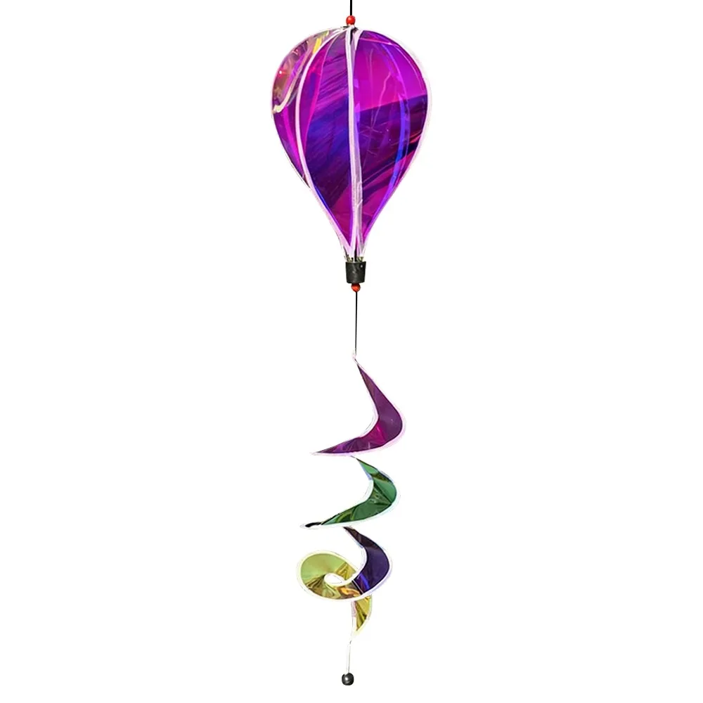 Giant Size Rainbow Hot Air Balloon Plastic Material 43.3inch Height Pinwheels 4X Balloon Rotating Sequins Wind Spinners