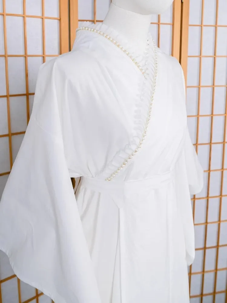 

Lace-Trimmed Kimono Undergarment White Color Cotton Women's Formal Wear Lining for Japanese Yukata with Collar Stay