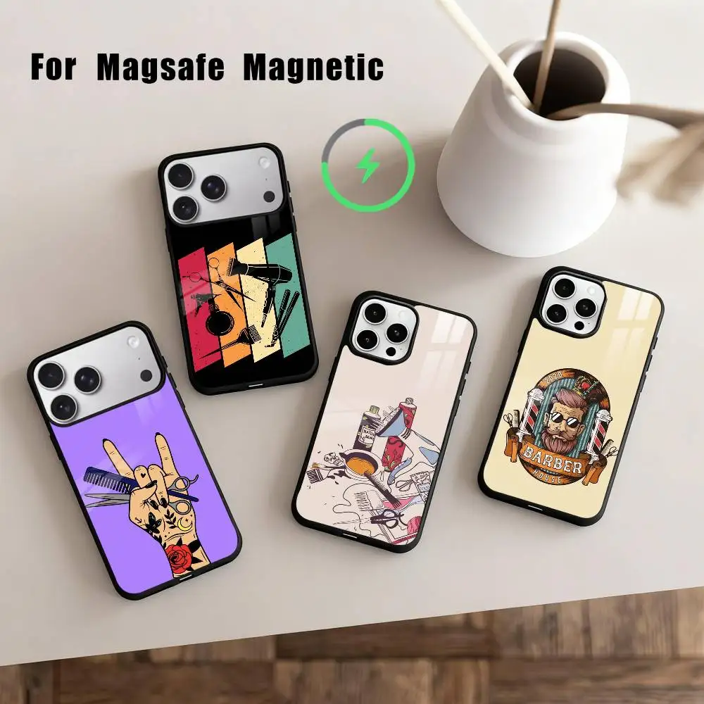 

Barber Shop H-Hair Stylist SalonARTPhone Case For iPhone17,16,15,14,13,12,11 Plus,Pro Max Magnetic For Magsafe Wireless Charging
