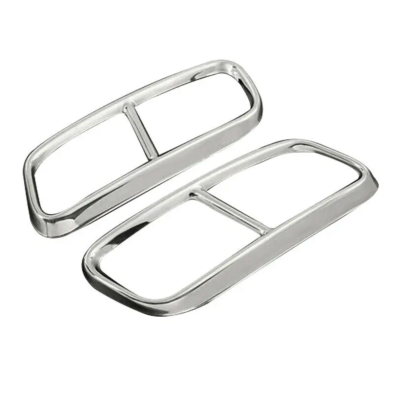 

2Pcs/Sets Car Silver Stainless Steel Rear Exhaust Muffler Tail Pipe Cover For Audi Q7 4M 2016-2019