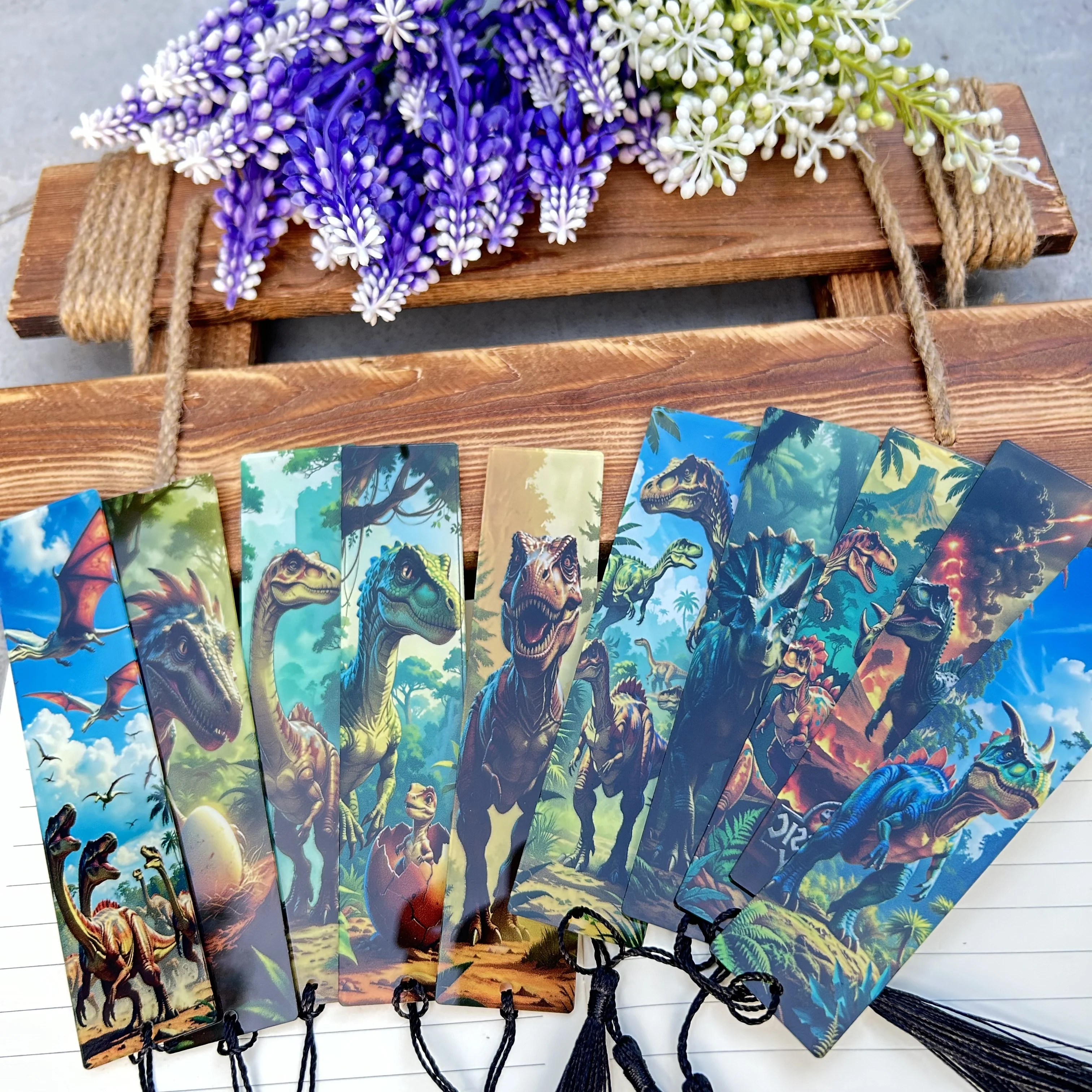 10 قطعة/1 قطعة علامة مرجعية على شكل ديناصور أكريليك مع شرابات، ديناصورات مختلفة، بيض الديناصورات، عشاق القراءة، الهدايا، علامات القراءة #5