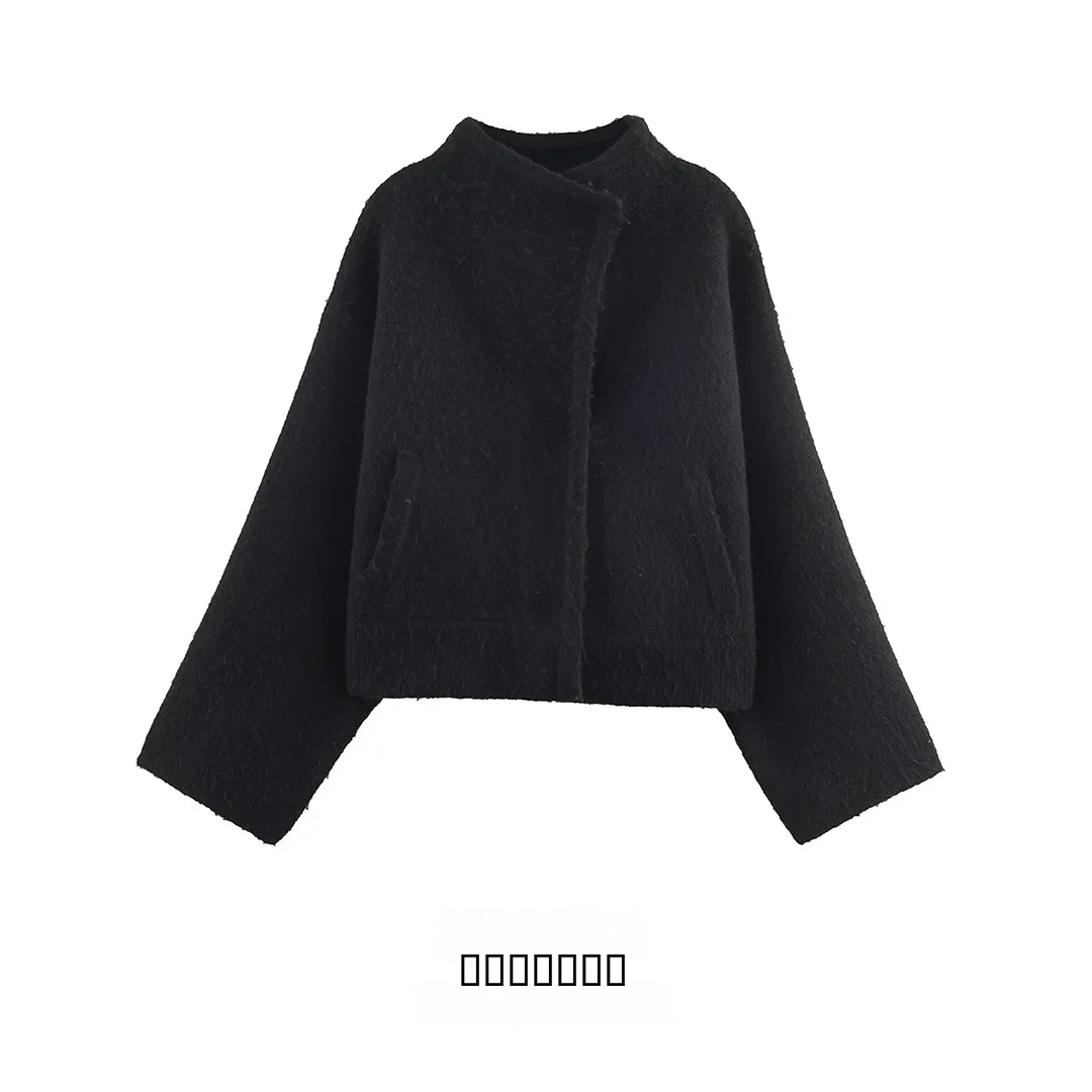 معطف شتوي نسائي محبوك جديد من KASLEAD سترة طيار مزدوجة الصدر ملابس خارجية طويلة من ألياف البوليستر