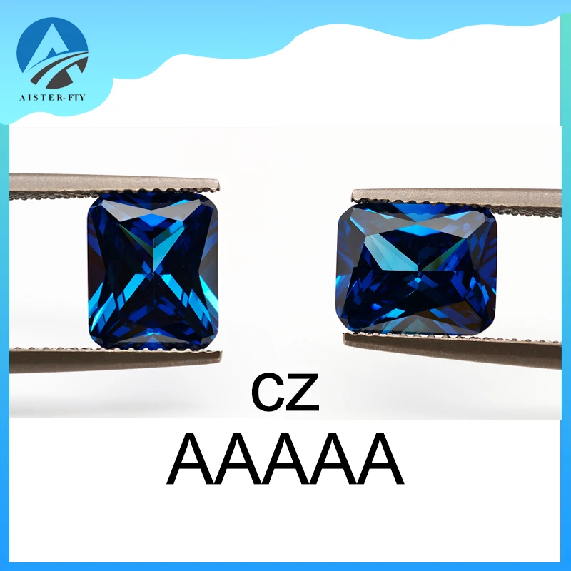 

AAAAA+ Blue Color Radiant Cut Cubic Zirconia Lab Zircon CZ 4K Cutting Quality for Jewelry Making/DIY
