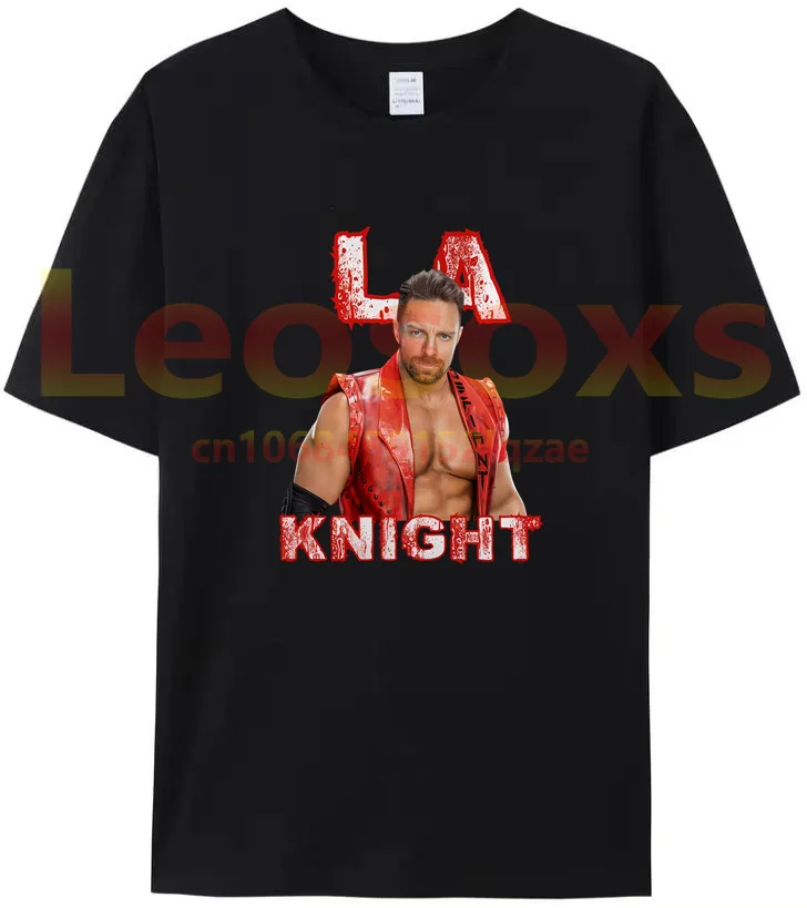 2024 Men's Trend LA Knight 100% Cotton T-shirt WWE Summer Cool and Fashionable Women's Printed Short Sleeves