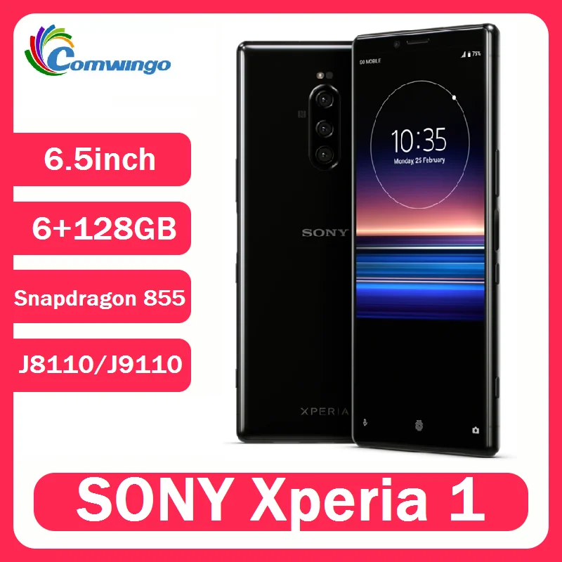 Original iSony Xperia 1 J8110/9110 teléfono Android desbloqueado 4G LTE 6,5 pulgadas 6GB RAM 128GB almacenamiento versión japonesa huella digital NFC