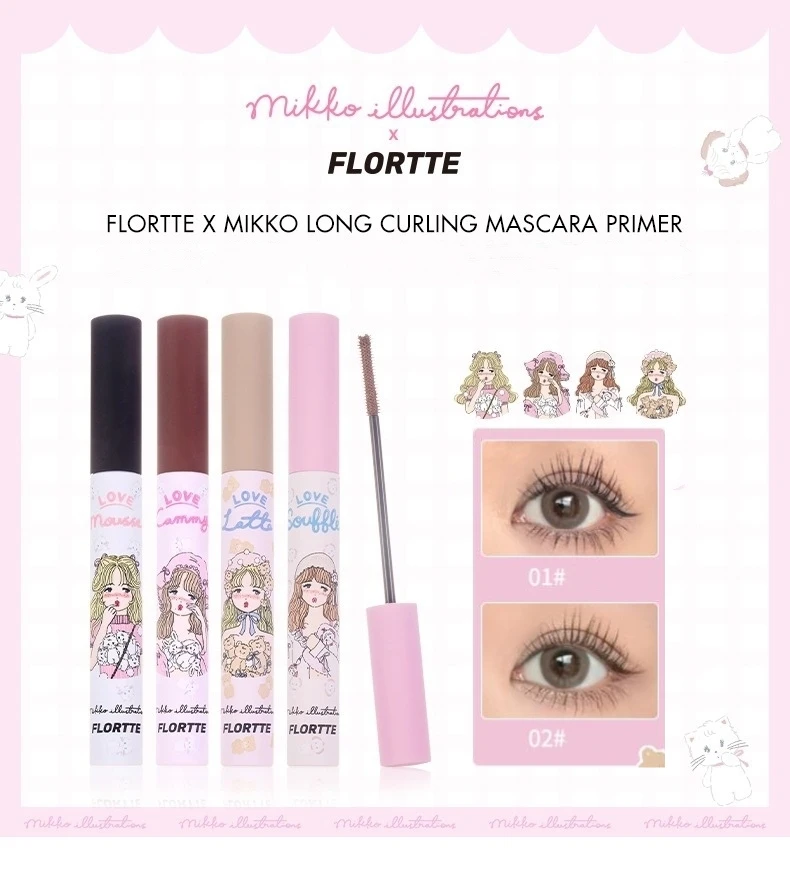 FLORTTE Natural Lengthening Long-Lasting Curling And Defining Mascara With Concave Double-Sided Brush Head