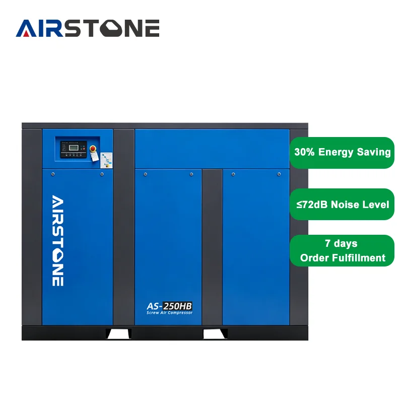 Airstone Factory Direct Fixed Speed 380V/50Hz 250HP 8bar 30.4m3/min 182KW Industrial Rotary Screw air Compressor Customization