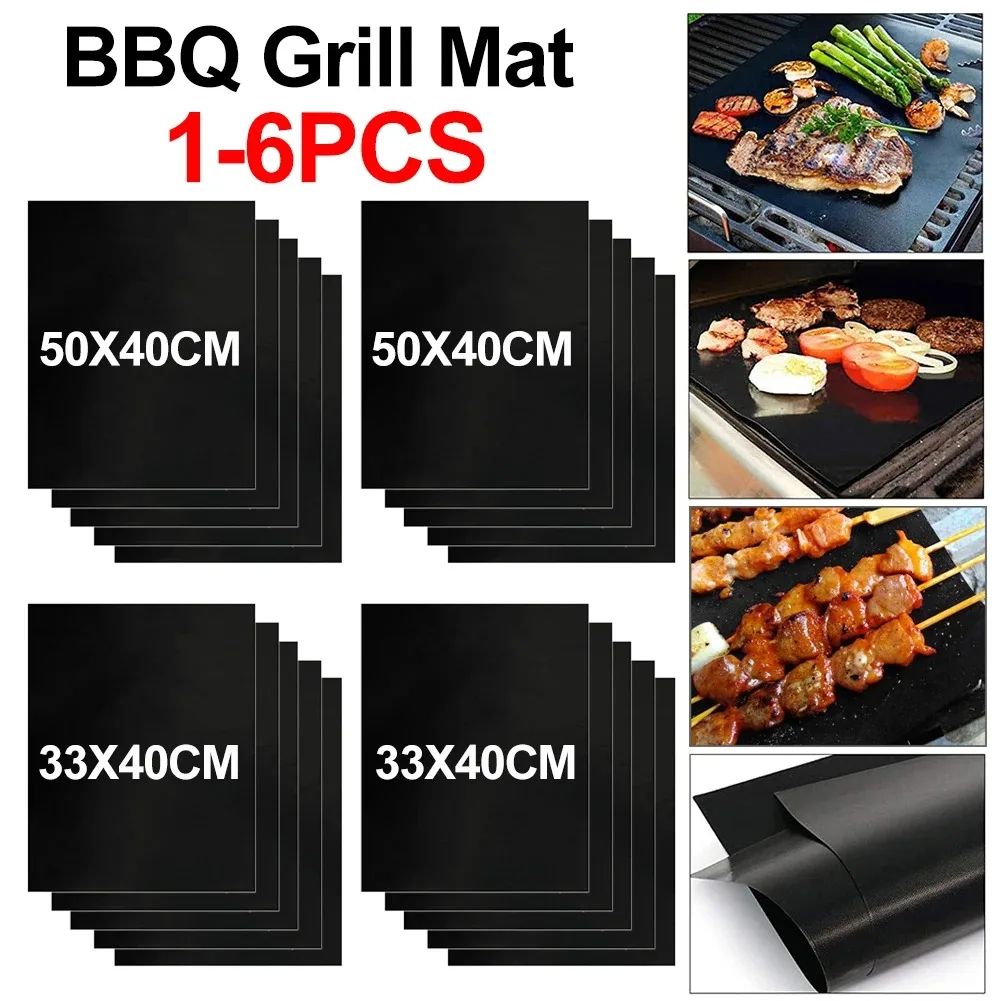 1-5PCS Non-stick BBQ Grill Mat Barbecue Outdoor Baking Mat Reusable BBQ Cooking Grilling Sheet for Party Grill Mat Kitchen Tool