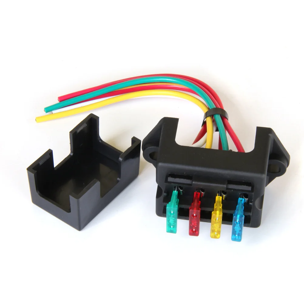 

4-Way 2-Input Fuse Holder Standard Circuit Fuse Board with 15cm Wire For Car Boat Marine Truck (Fuse Not Included)