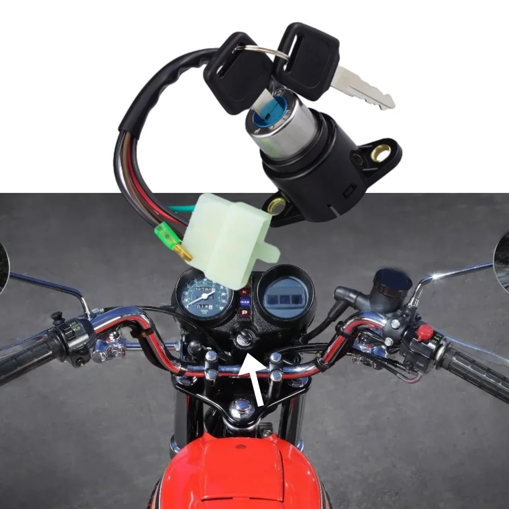 

Замок зажигания мотоцикла для Honda CB400 Hondamatic 1978 3 Shift, черный ключ зажигания в сборе с 3 контактами 35100-413-007