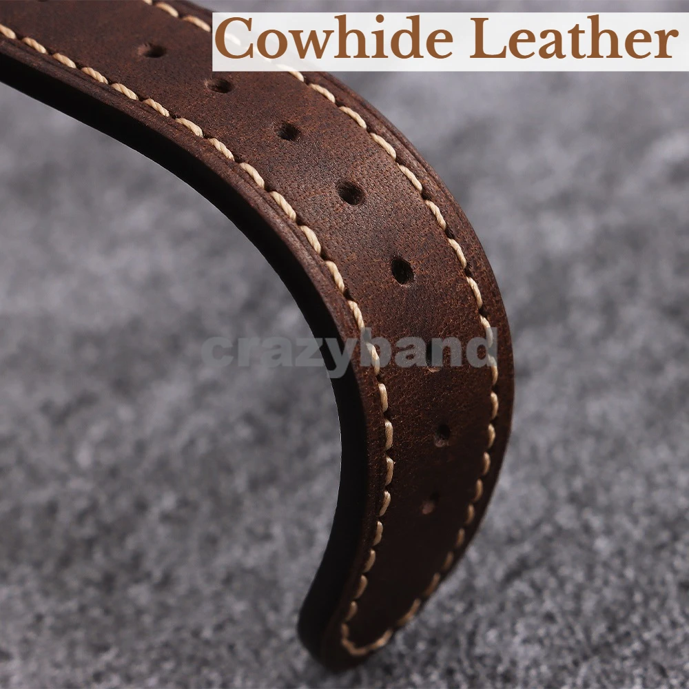 Handmade Genuine Leather for Seiko Watch Straps 18mm 20mm 22mm 24mm Vintage Watches Band Breathable Universal for Omega Bracelet