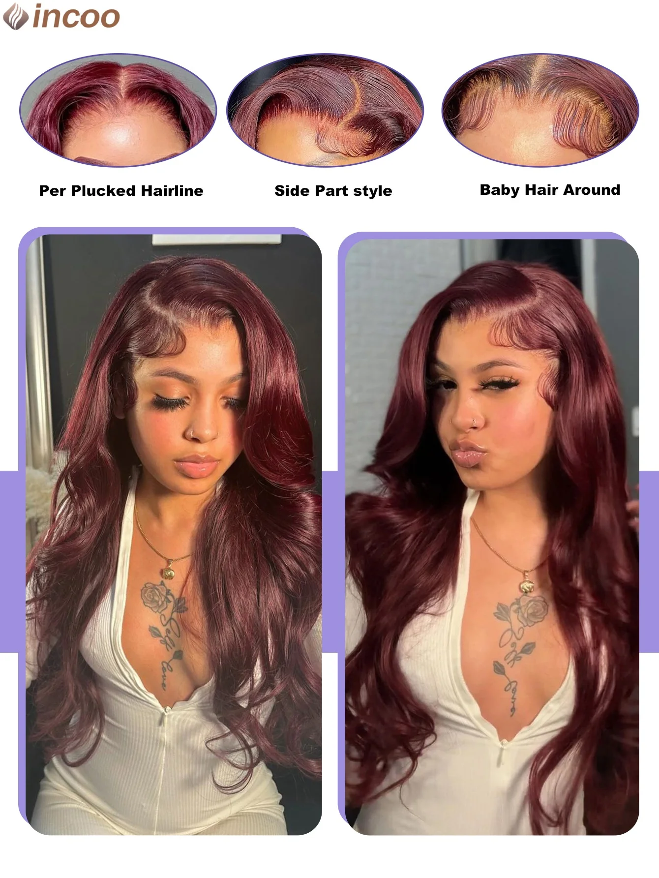 วิกผมหน้าผากลูกไม้สีเบอร์กันดี - Glueless Wear And Go Human Hair Wig บทวิจารณ์และราคา