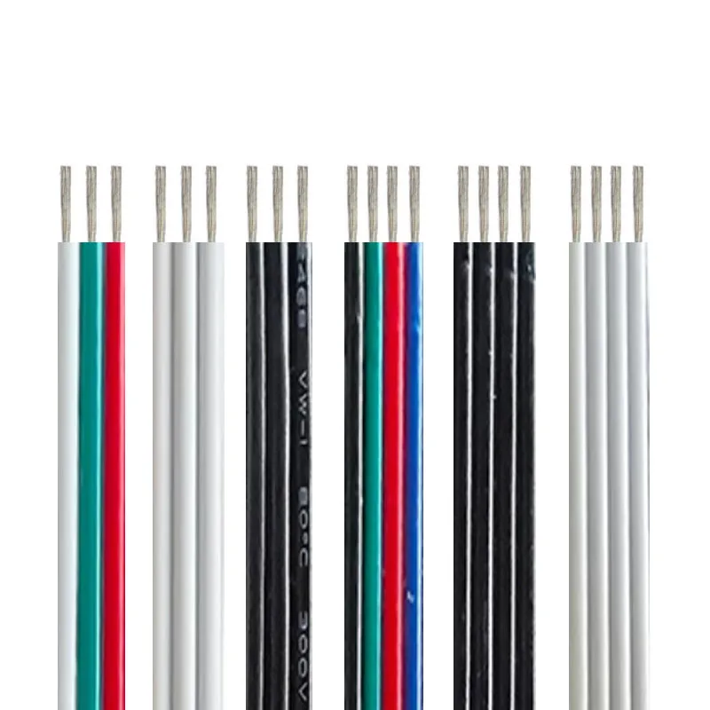 

3PIN Electrical Wire 22/20/18AWG 5/10/20/30/50/100m 4pin LED Cable Extension Cable For 5050 3528 RGB SMD WS2812B LED Strip Light