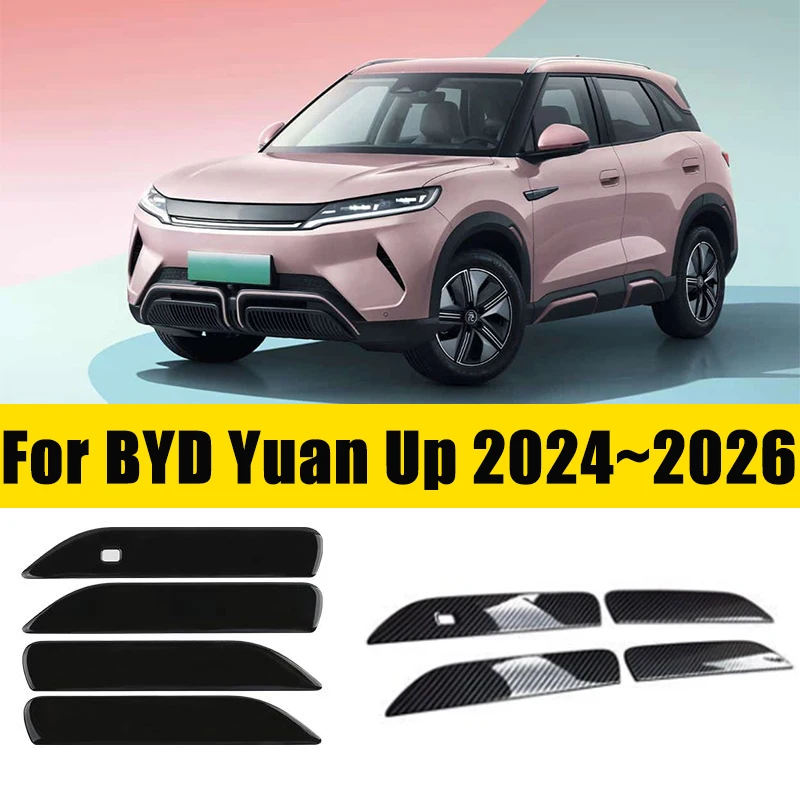 

Door Handle Cover Trim Chrome For BYD Yuan Up Pro 2024 2025 2026 Gloss Black and Carbon Fiber Anti-scratch Stick Car Accessories