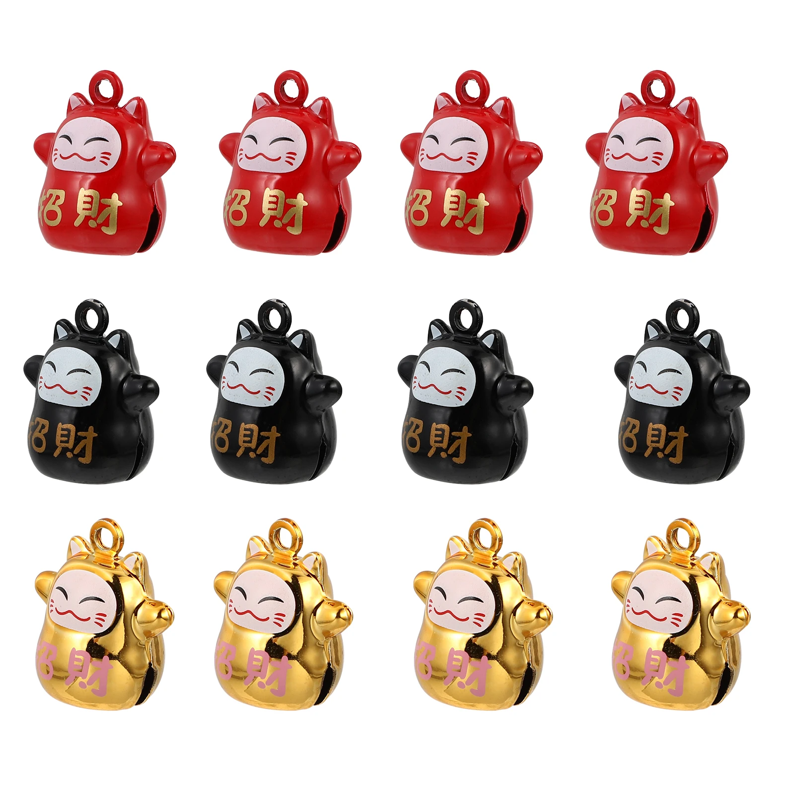

12pcs Fortune Cat Bells 15mm Red Black Gold Reusable DIY Accessories Jewelry Decor Christmas Party Supplies