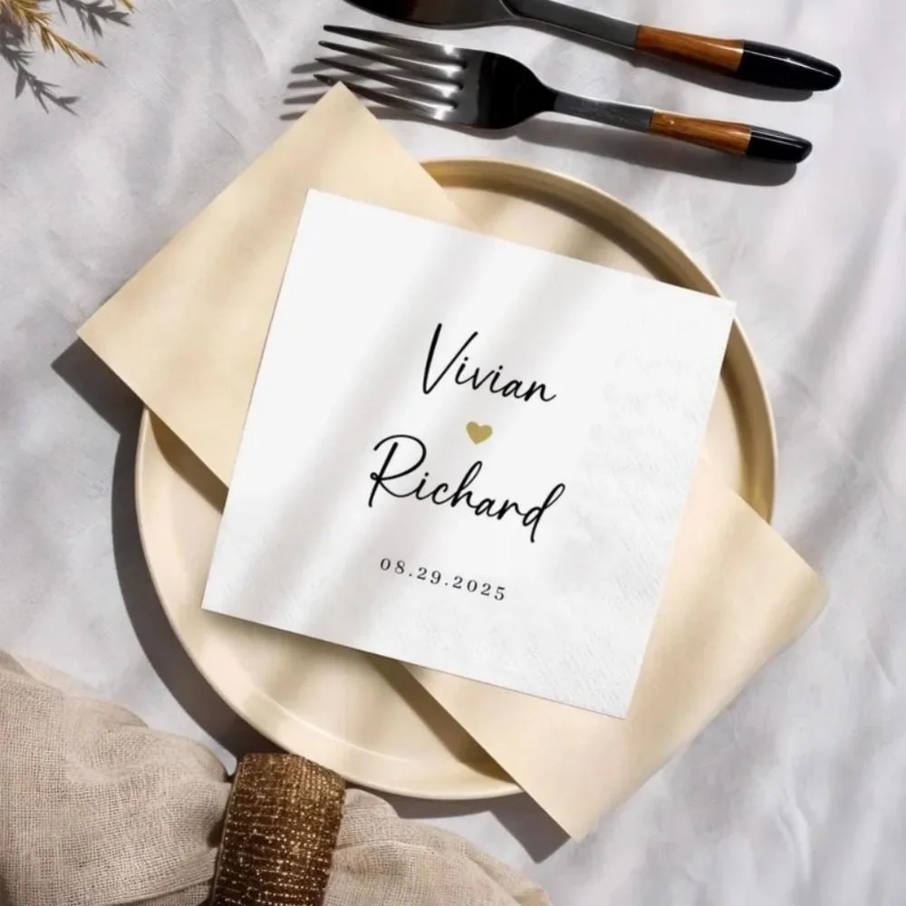 مناديل زفاف مخصصة مع الاسم |   مناديل الحفلات الشخصية |   أي نص على المناديل الخطوبة #5