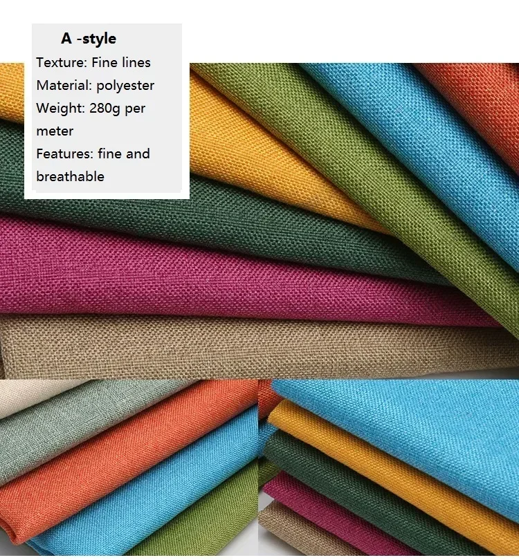 Cotton and Linen Sofa Fabric Solid Color Thickened Coating Dustproof Coarse Cloth Burlap Canvas Pillow Curtain DIY sewing Fabric