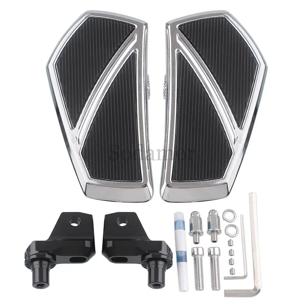 2pcs Motorcycle Front Floorboards Adjustable Chrome Footrests For BMW R18 '20-'23+ R18 Classic '20-'23+ R18 100 Years '20-'23+