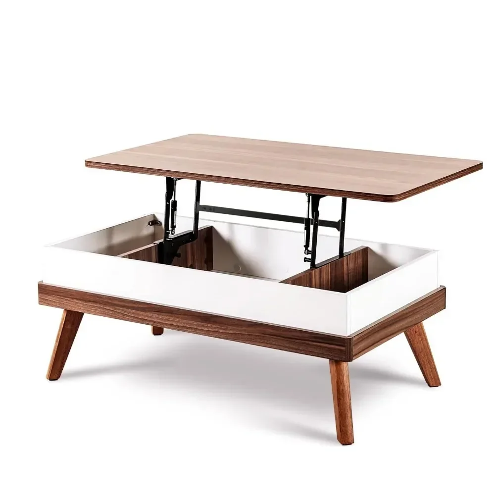 Coffee Table Lift Top, Easy-to-Assembly Center Table with Hidden Storage Compartment, Dining Table for Living Room Reception