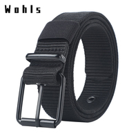 Canvas Tactical Belt For Men Outdoor Sports Simple Nylon Weave Cowboy Pants Waistband Male Metal Buckle Military Training Belts