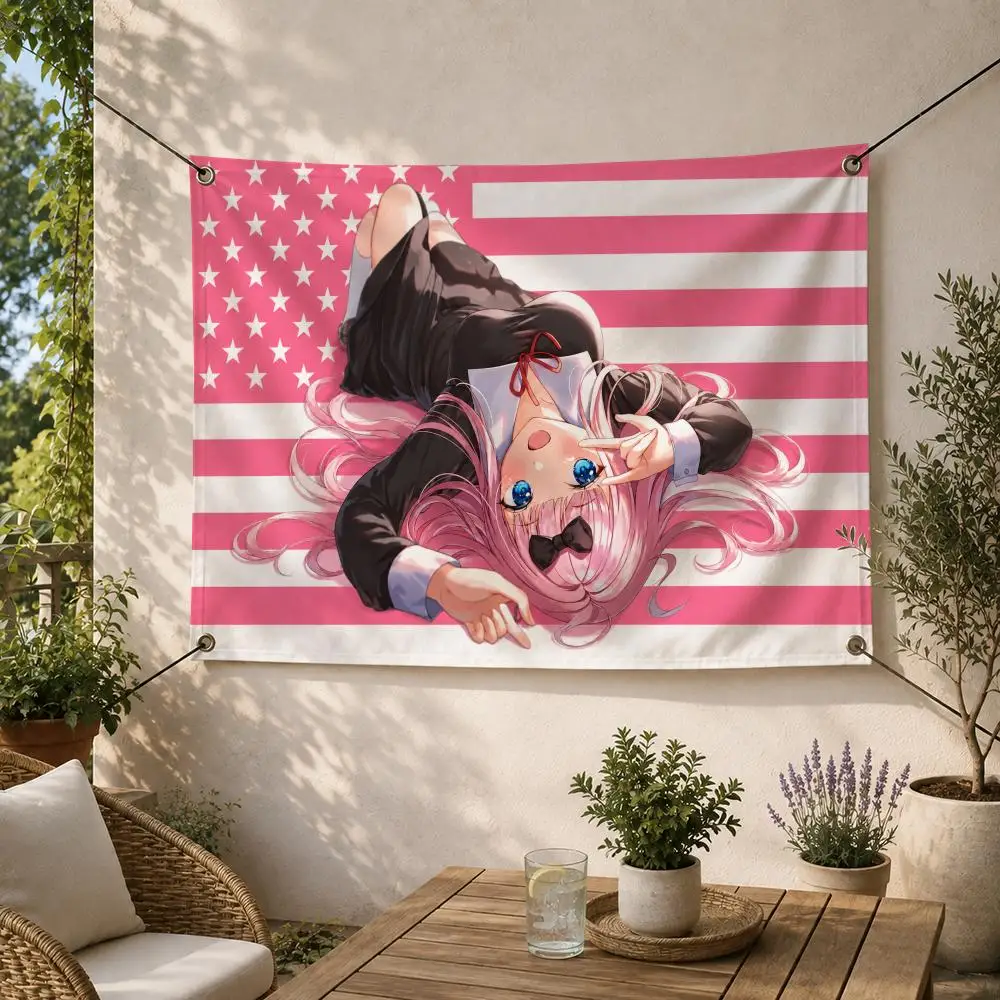 Comedy Anime C-Chika Fujiwara Flags Decorative Flag Banner for Outdoor Garden Yard Camping Party Home Wall Hanging Decor