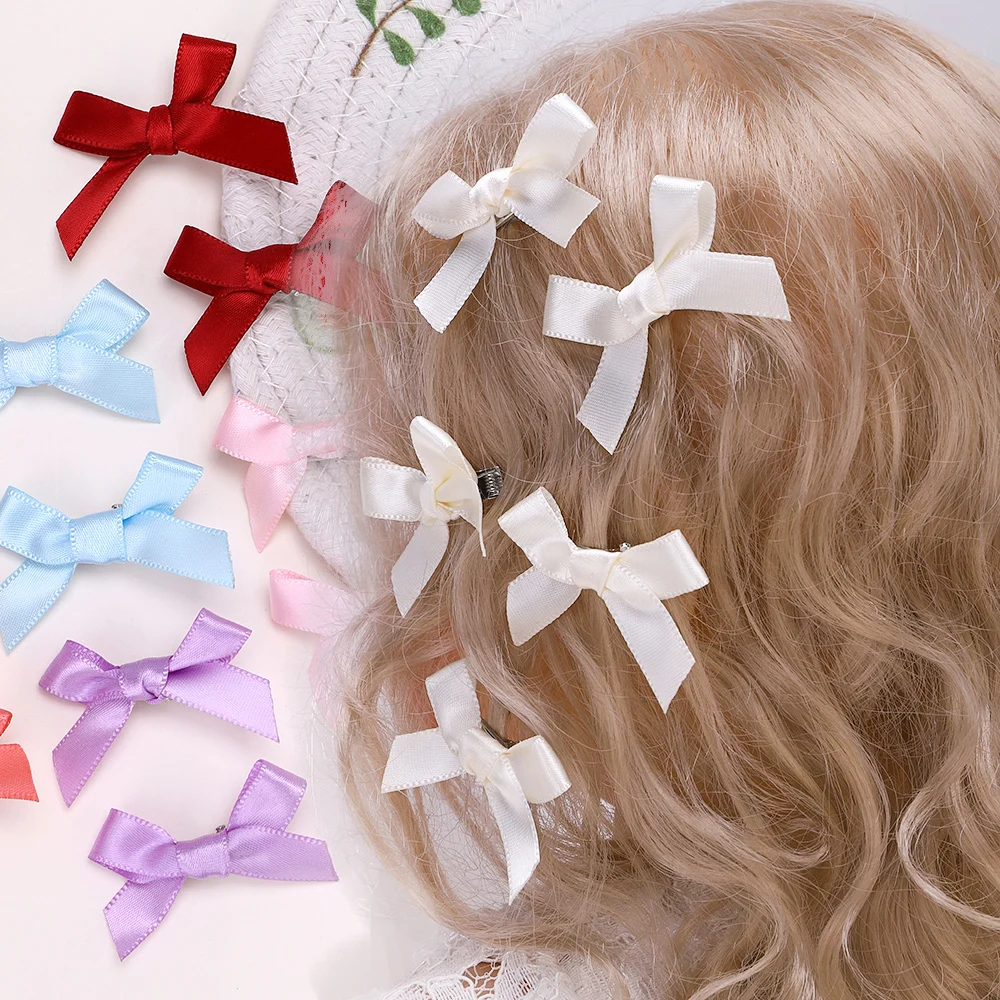 9/18Pcs Colors Silk Ribbon Bowknot Hair Clips Fashion Sweet Cute Girl Barrettes Colorful Lace Women Bobby Pin Y2K Accessories