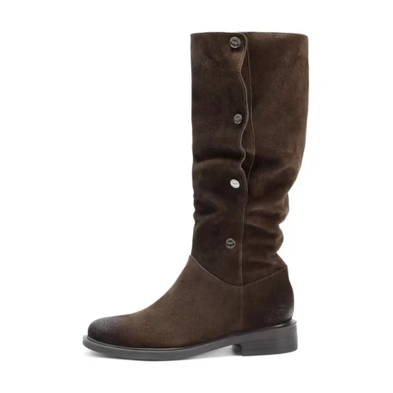 Fashion Heeled Women High Boots Casual Suede Snow Boots Winter Designer Woman Long Boots 2025 New Brand Motorcycle Botas Sneaker view 6