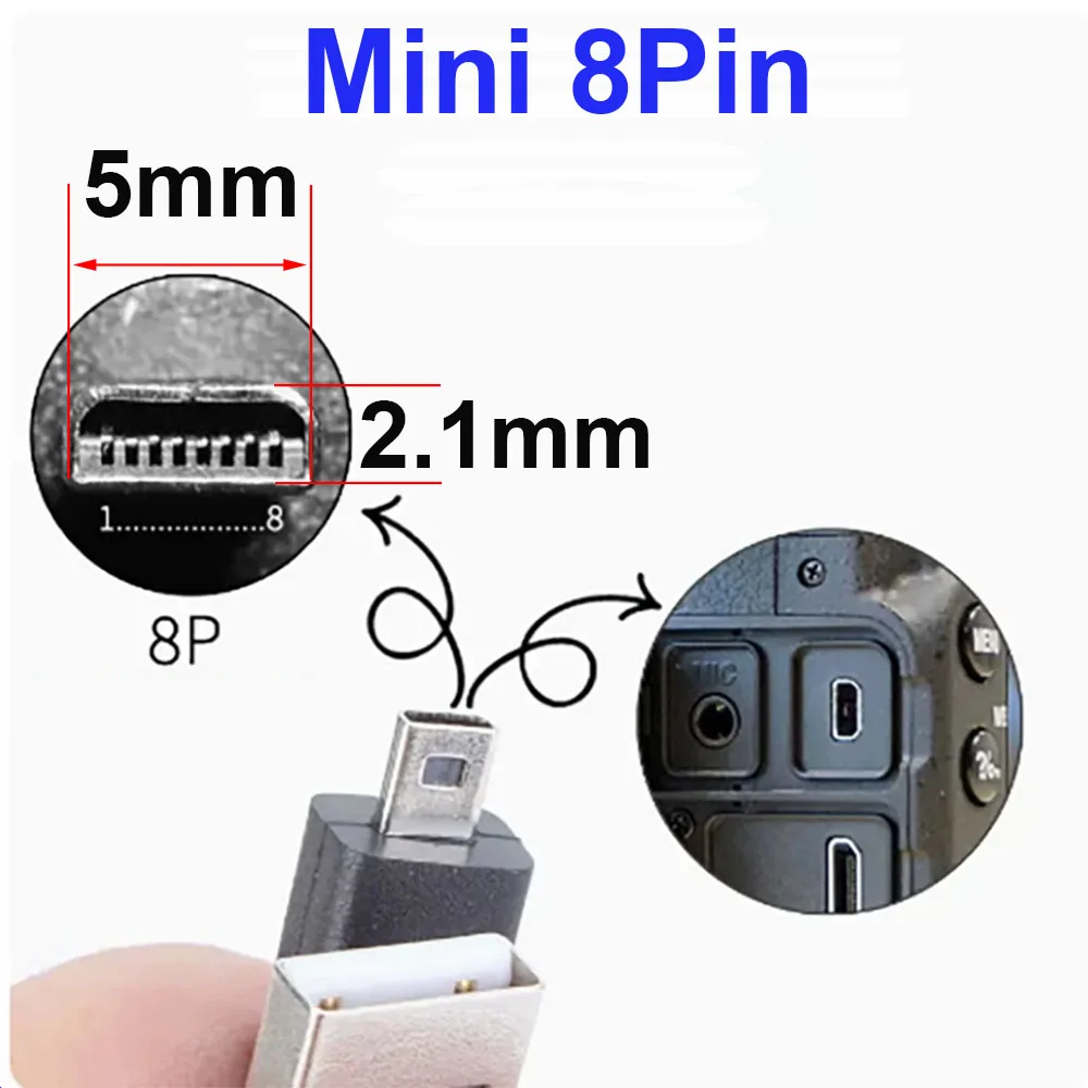 for NIKON SANYO UC-E6 Digital Camera Cable Mini 8P Cord for CoolPix Fuji Panasonic Olympus Sony Data Transfer Charging Wire