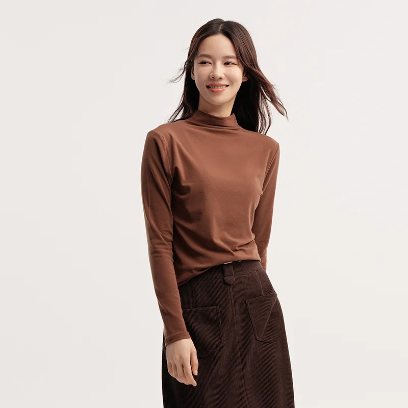 

Semir Long Sleeve T-Shirt Women Heating and Antibacterial Solid Color 2024 New Winter Slim Fit Pullover Versatile