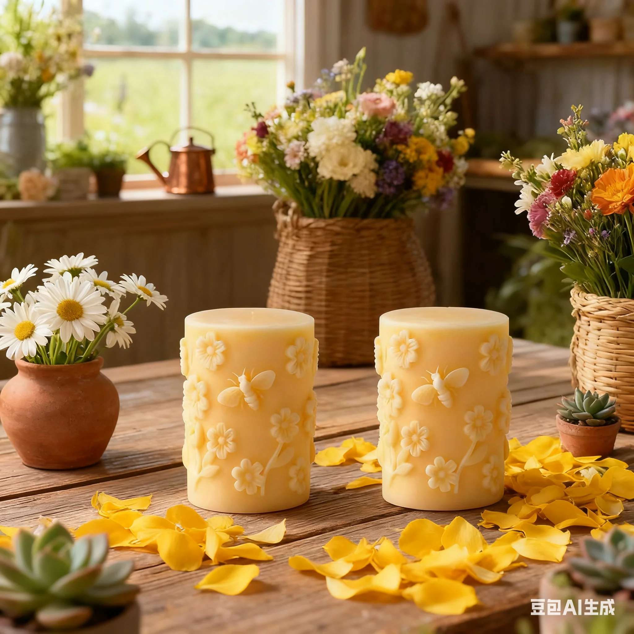 Bee Silicone Mold Floral CylinderSet DIY 3D Embossed Aromatherapy Candle Making Tool Plaster Craft Mould for Home Decor Art Supp