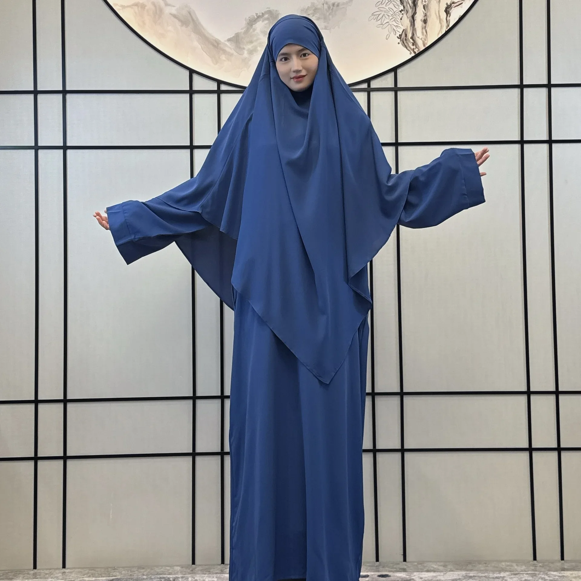 

Комплект Abaya и Khimar из 2 предметов, хиджаб цзилбаб, Abayas, Дубай, мусульманский Рамадан, мусульманская молитвенная одежда для женщин, Niqab, Burqa, Djellaba