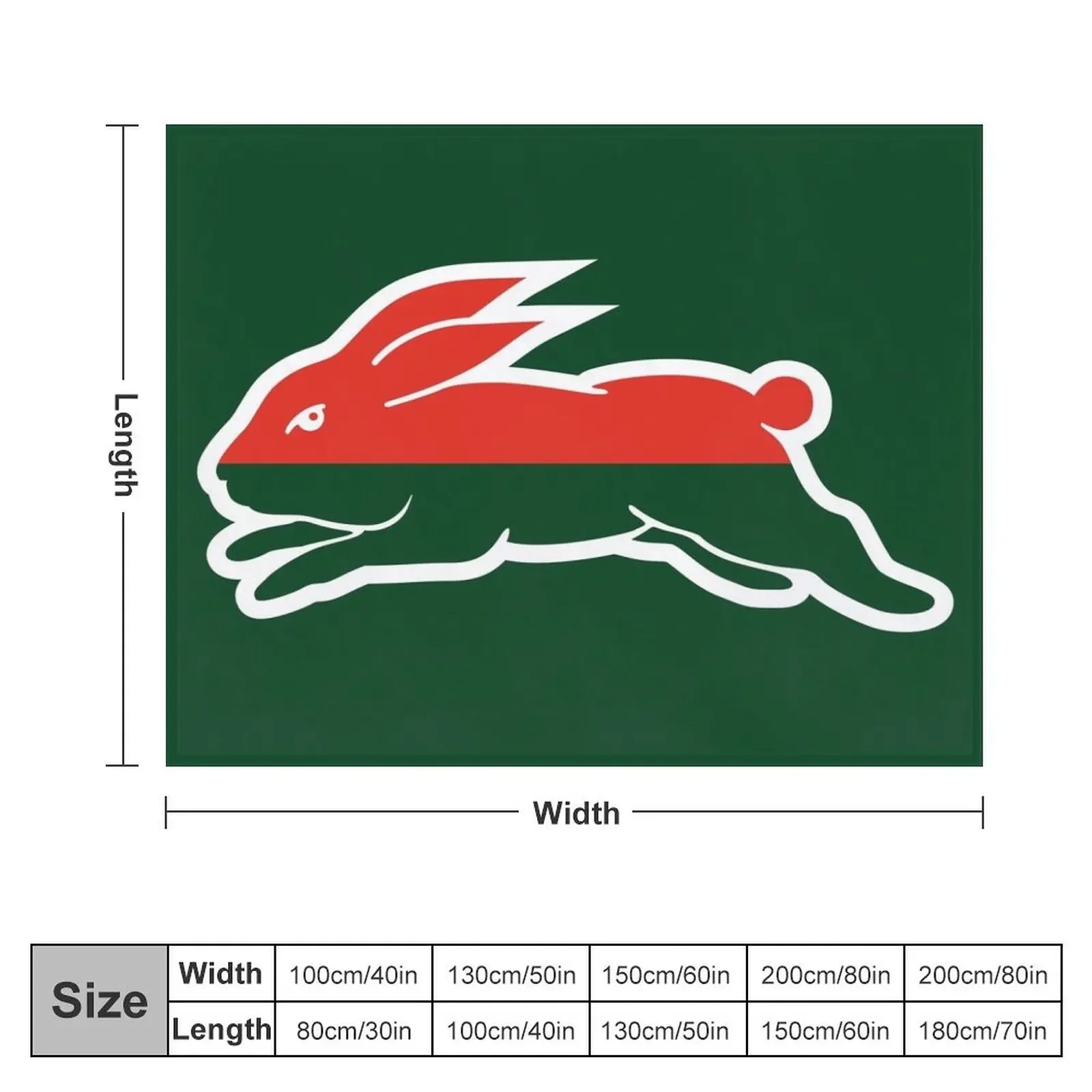 South Sydney Rabbitohs - Cardinal & Myrtle & White Throw Blanket Sofas Beautifuls Blankets