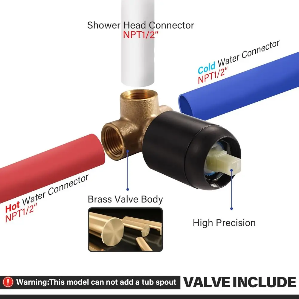 نظام دش بمقبض واحد من الفولاذ المقاوم للصدأ مع 8 رؤوس هطول الأمطار عالية الضغط وصمامات خشنة، SP-90101-N #6