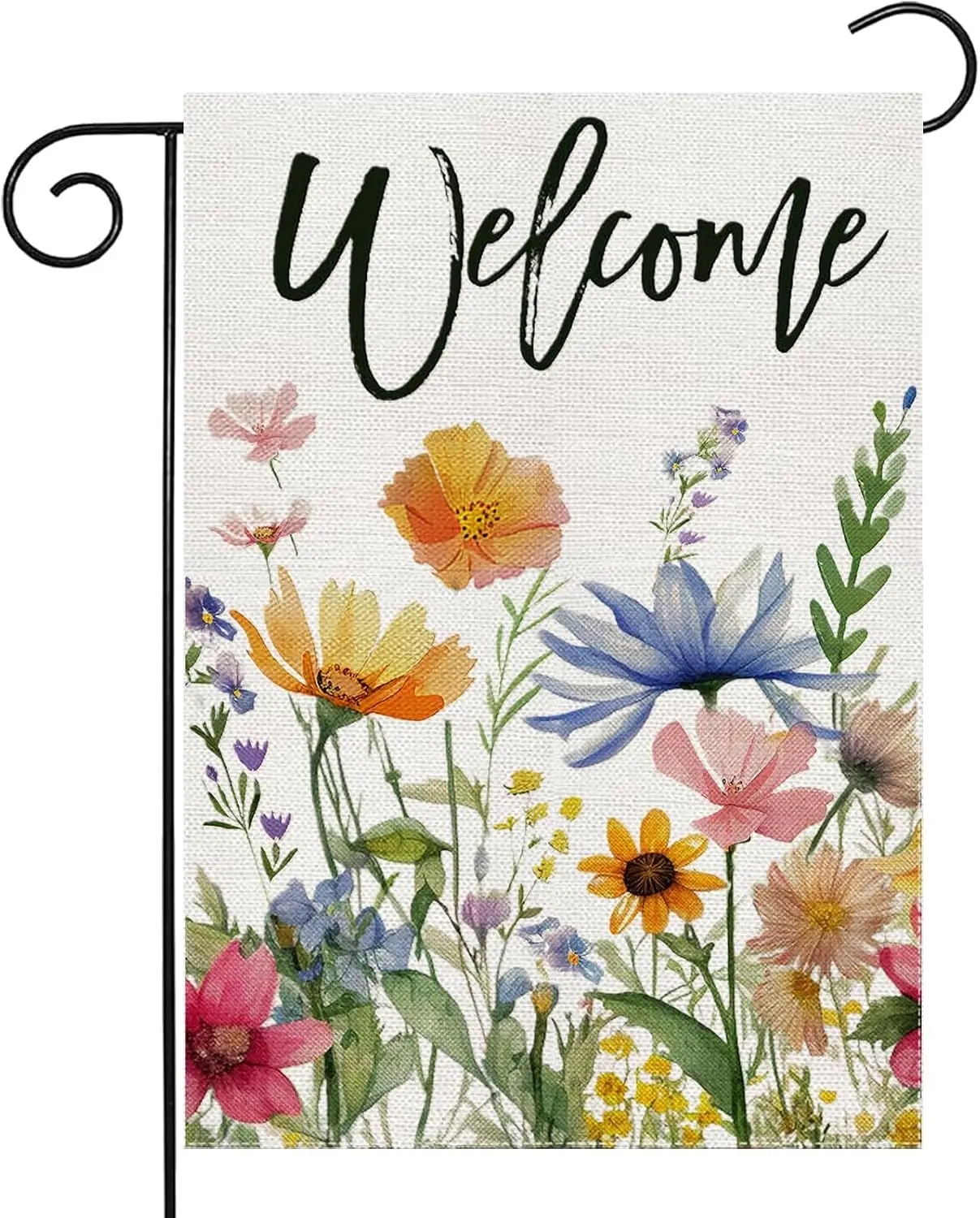 House Flags 28 x 40 Double-Sided Spring Summer Floral Welcome Outdoor Decor | Colorful flowers and butterfly artwork for por llp