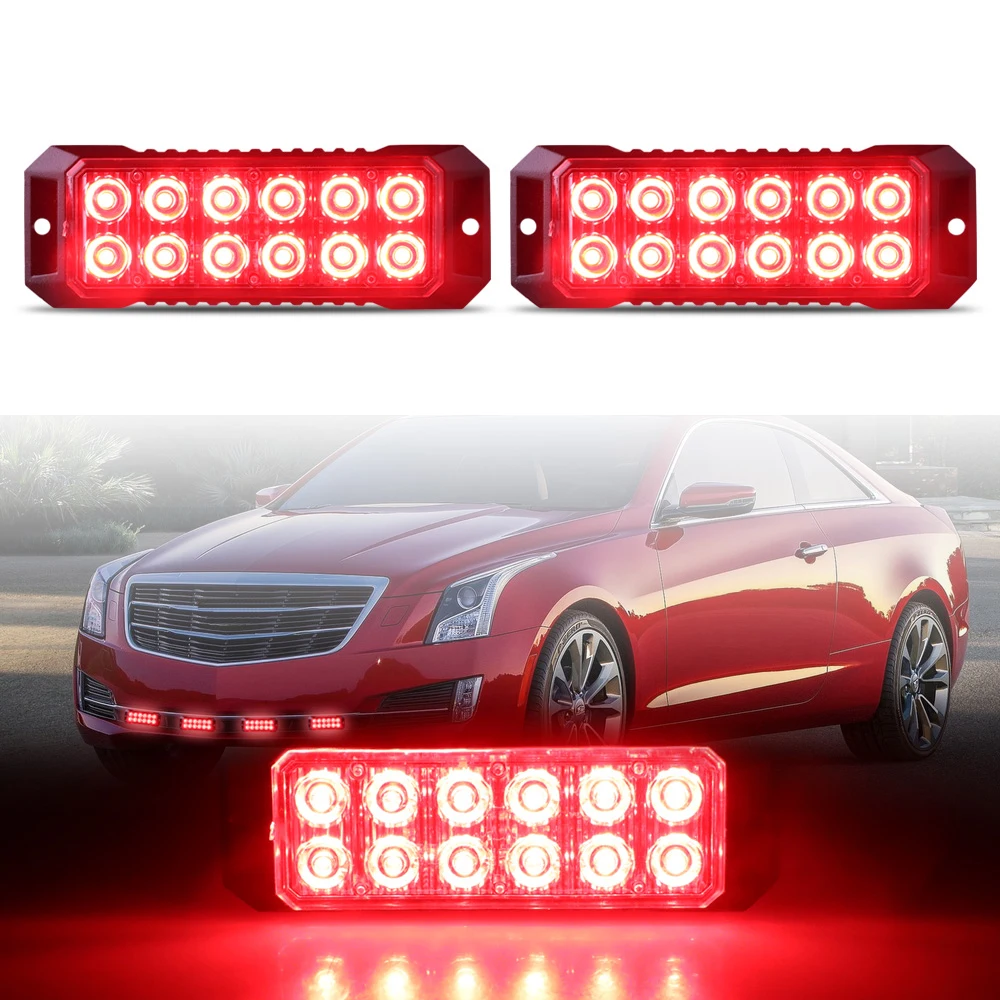 2PCS 12LED Grille Strobe Light Kits With Advanced Lights Lighting Features Specifically Tailored for 12V 24V Vehicles