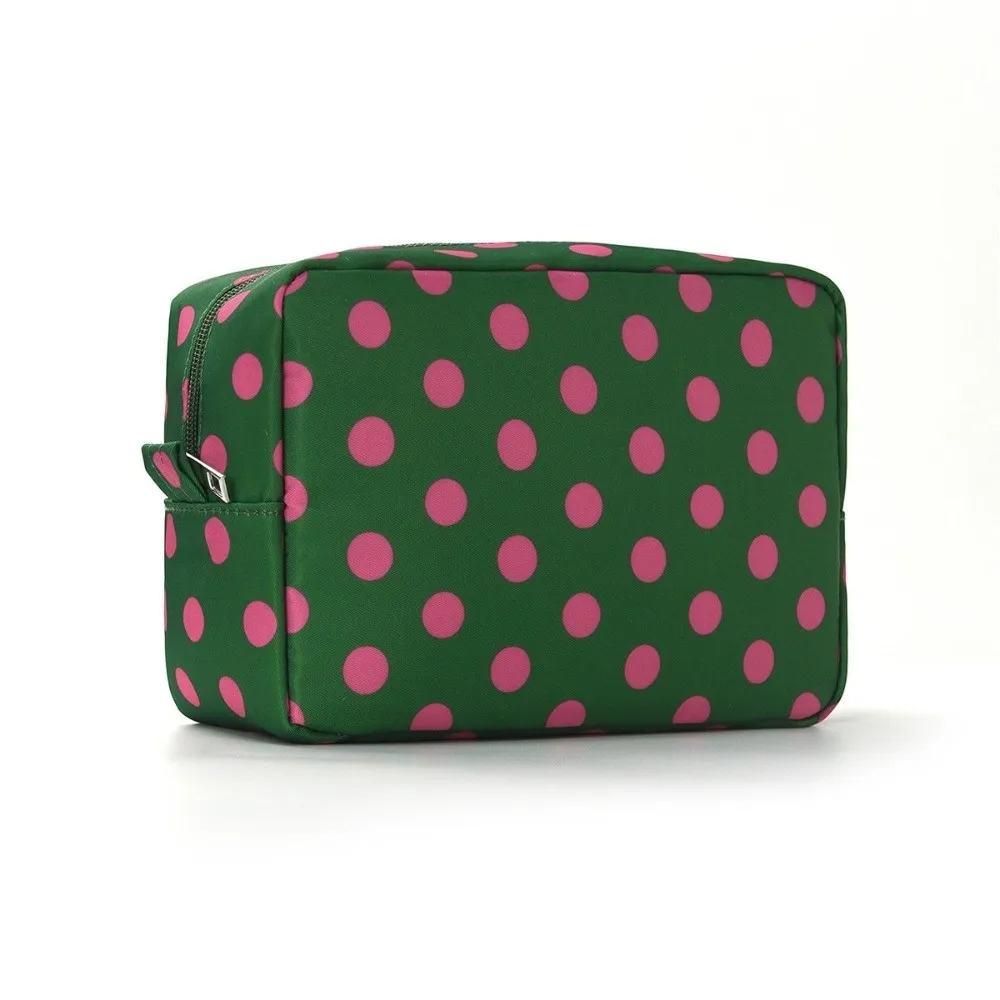 Waterproof Polka Dot Toiletry Bag Zipper Pouch Large Capacity Cosmetic Storage Bag Lightweight Polyester Makeup Organizer Bag