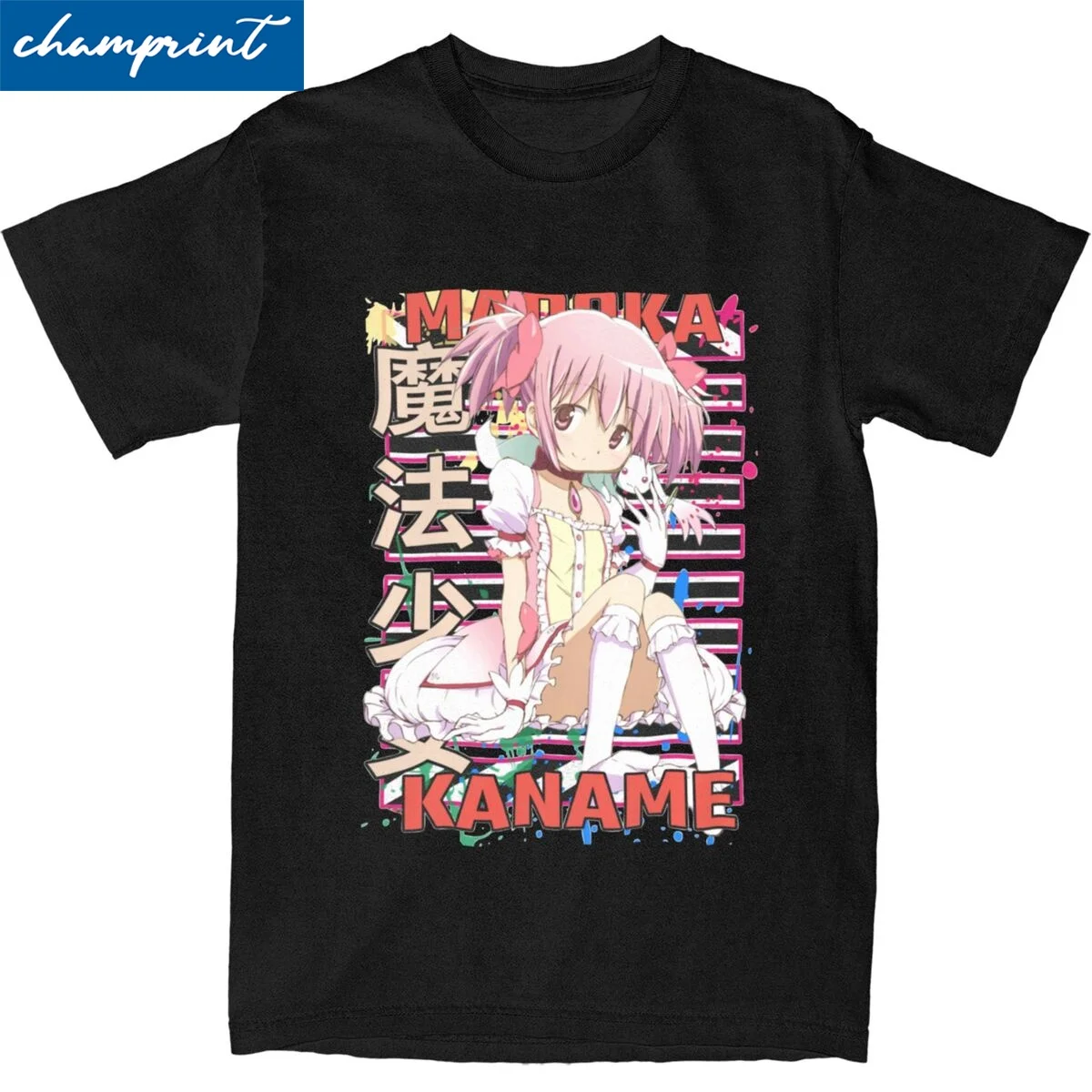 Streetwear Madoka Kaname Puella Magi Madoka Magica T-Shirt Men's Cotton Short Sleeve O-neck Tops Shirts