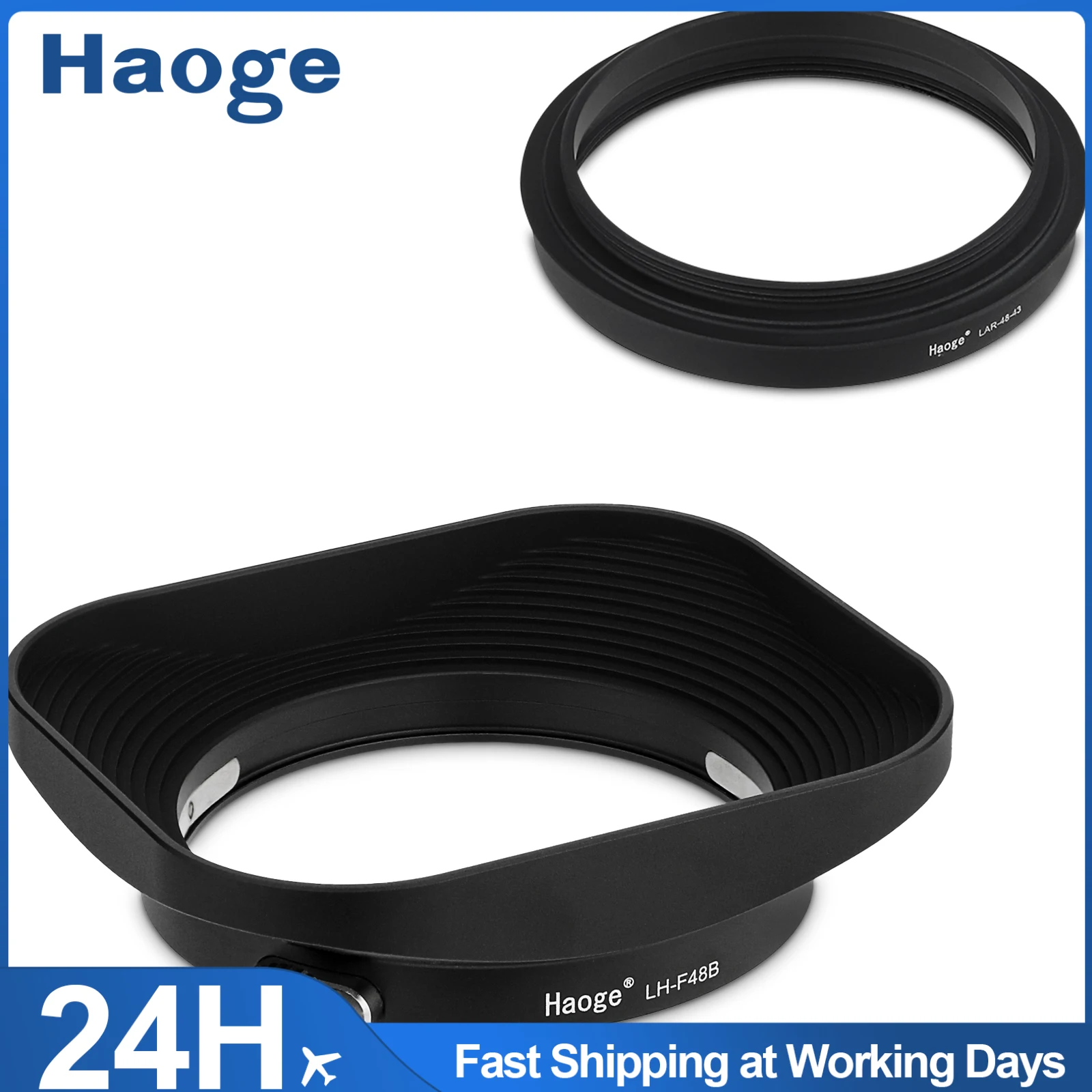Haoge 43mm Square Metal Lens Hood Shade for Panasonic Lumix L10