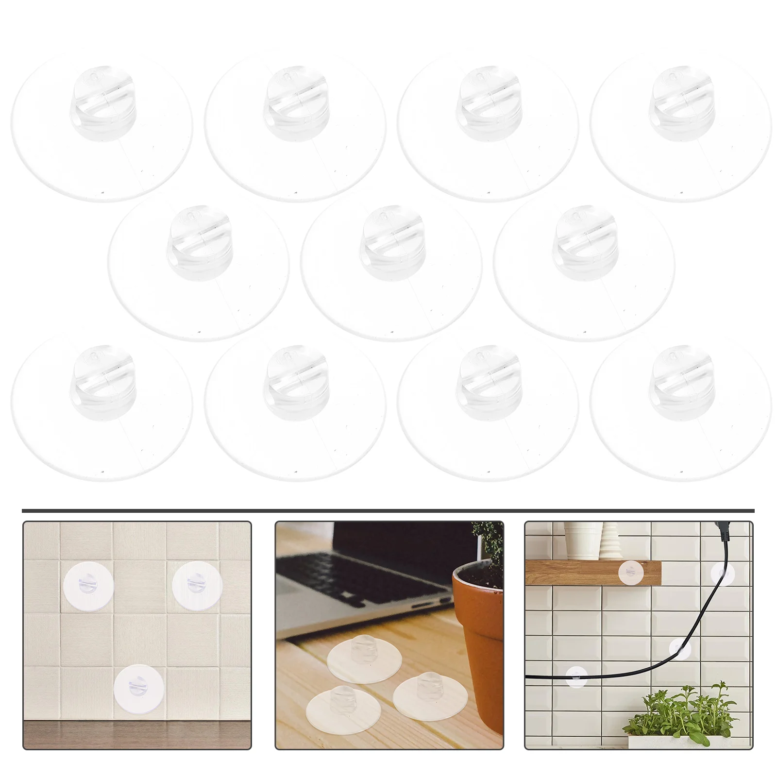 12 Pcs Cable Fixing Suction Cup Slotted Wire Pads Clips USB Cord Sucker Holder Fairy Lights Glass Silica Gel