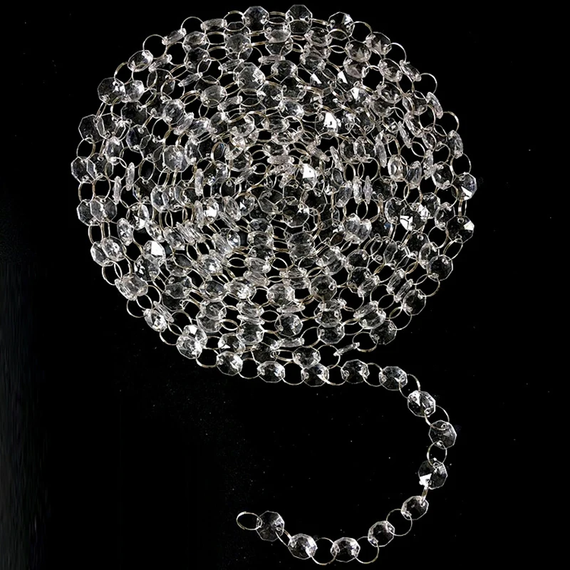 Chaîne de perles en cristal acrylique Transparent 1m, rideau lumineux pour décoration de maison, fournitures de célébration de vacances, décoration