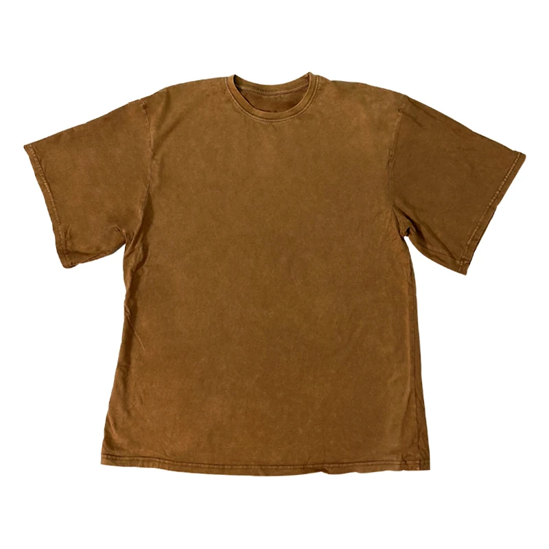 큰 사이즈 브라운 여성 반팔 티셔츠 워싱 및 디스트레스드 레트로 루즈 헤비 힙합 캐주얼 큰 사이즈 코튼 Y2K 탑