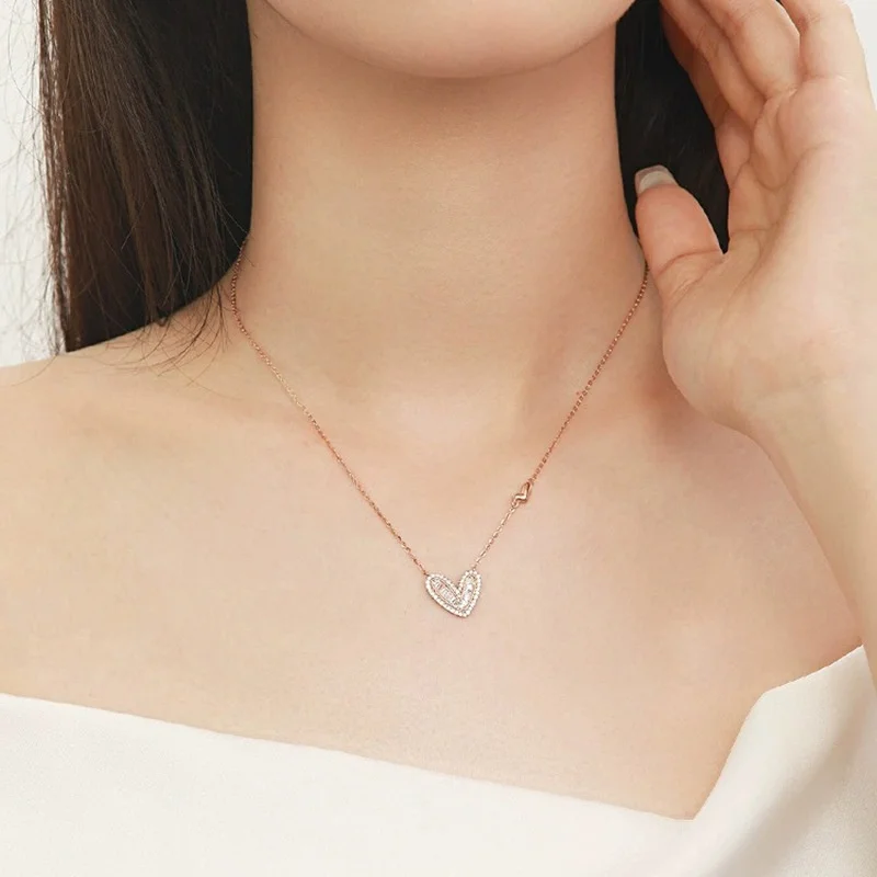 

2024 Romantic heart necklace women 925 sterling silver collarbone chainparty girlfriend wedding gifts for guests party favors