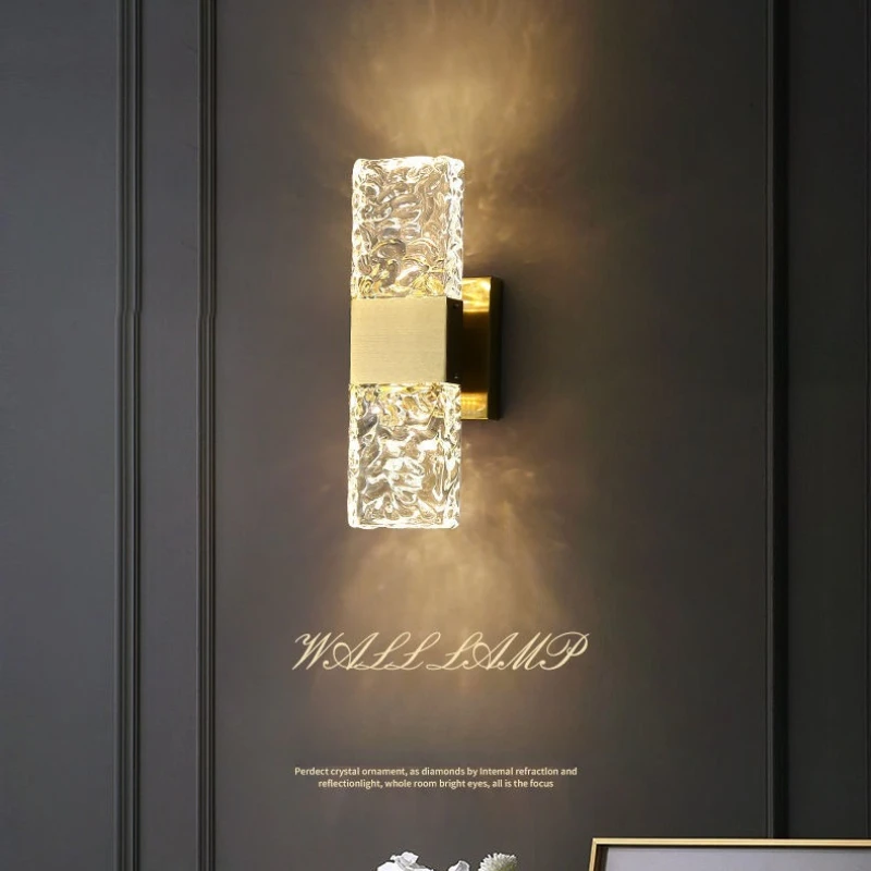 Crystal Rectangular Wall Lamp, Living Room Background Wall, Light Luxury, Simple and Modern Bedroom, Bedside, Staircase,Corridor