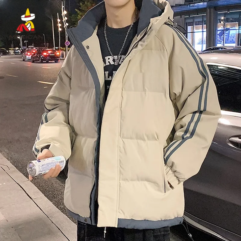 

Мужское зимнее пальто Thiened Cotton Jaet с капюшоном, модное хлопковое пальто из Гонконга, свободная модная хлопковая одежда