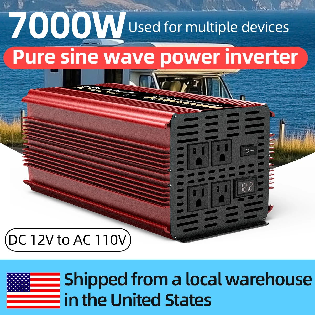 

Инвертор для использования на улице, стандарт США, 12В в 110В, 1000Вт-10000Вт, для кемпинга, автомобиля, аварийного питания, Kaliofun