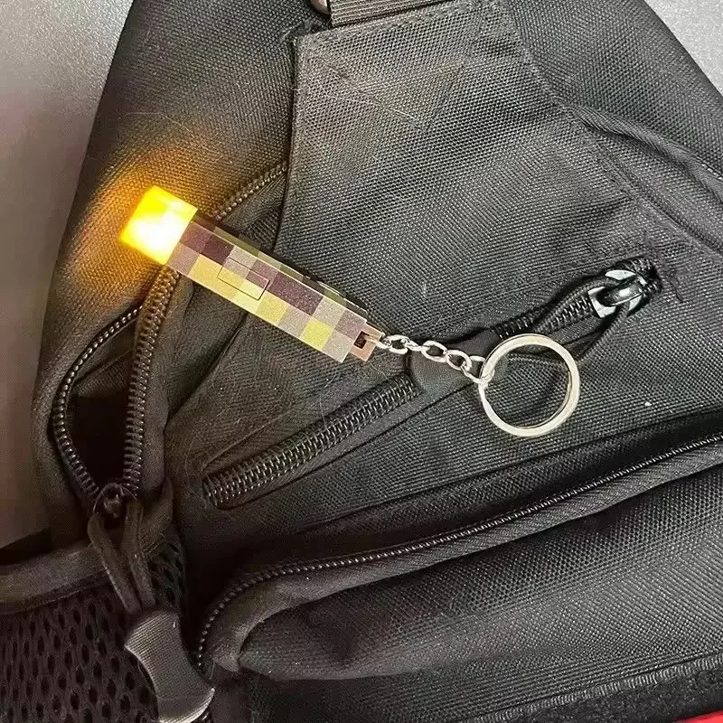 Gaming Theme My world Keychain Surrounding Torch LED Light USB Rechargeable Mini Torch Keychain Backpack Pendant Children Gifts image 3
